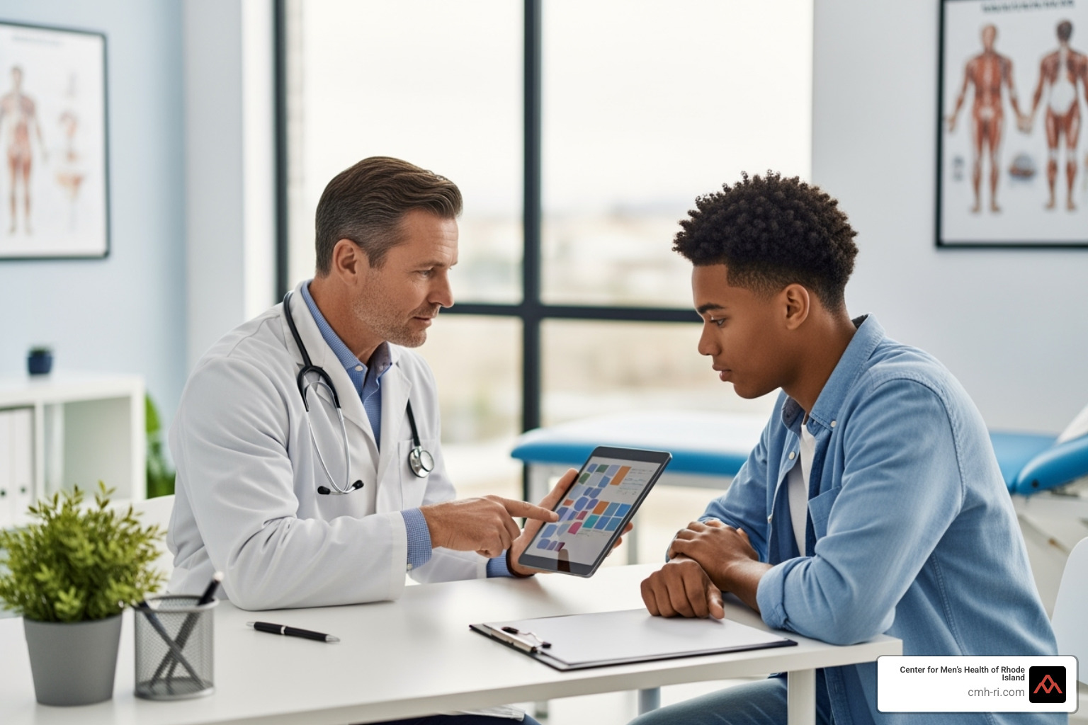 Doctor consulting with a young male patient