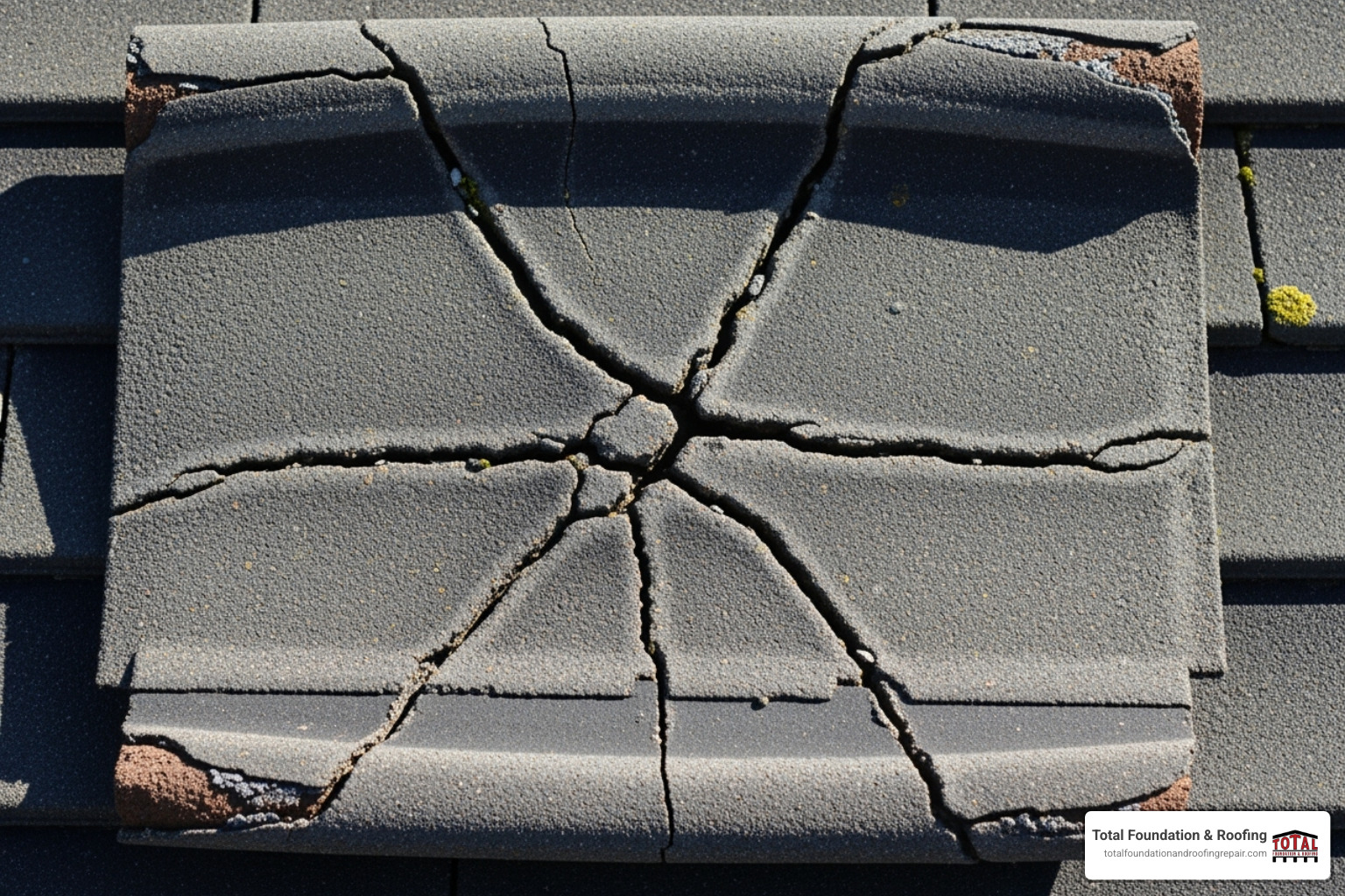 close-up on a cracked and curling roof shingle - repairing roof shingles