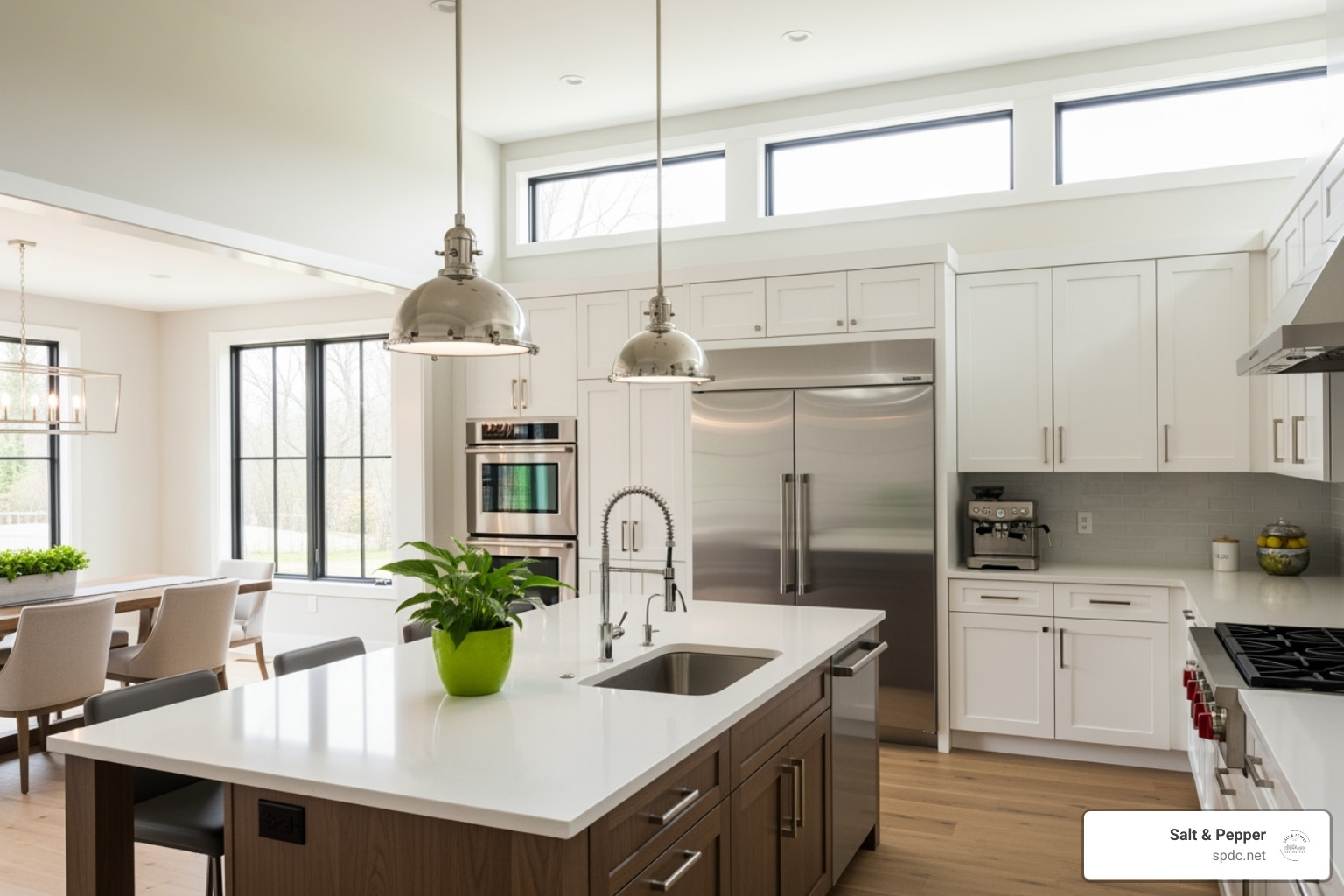 Modern kitchen addition with an island and new appliances - how much does a 15 x 20 room addition cost