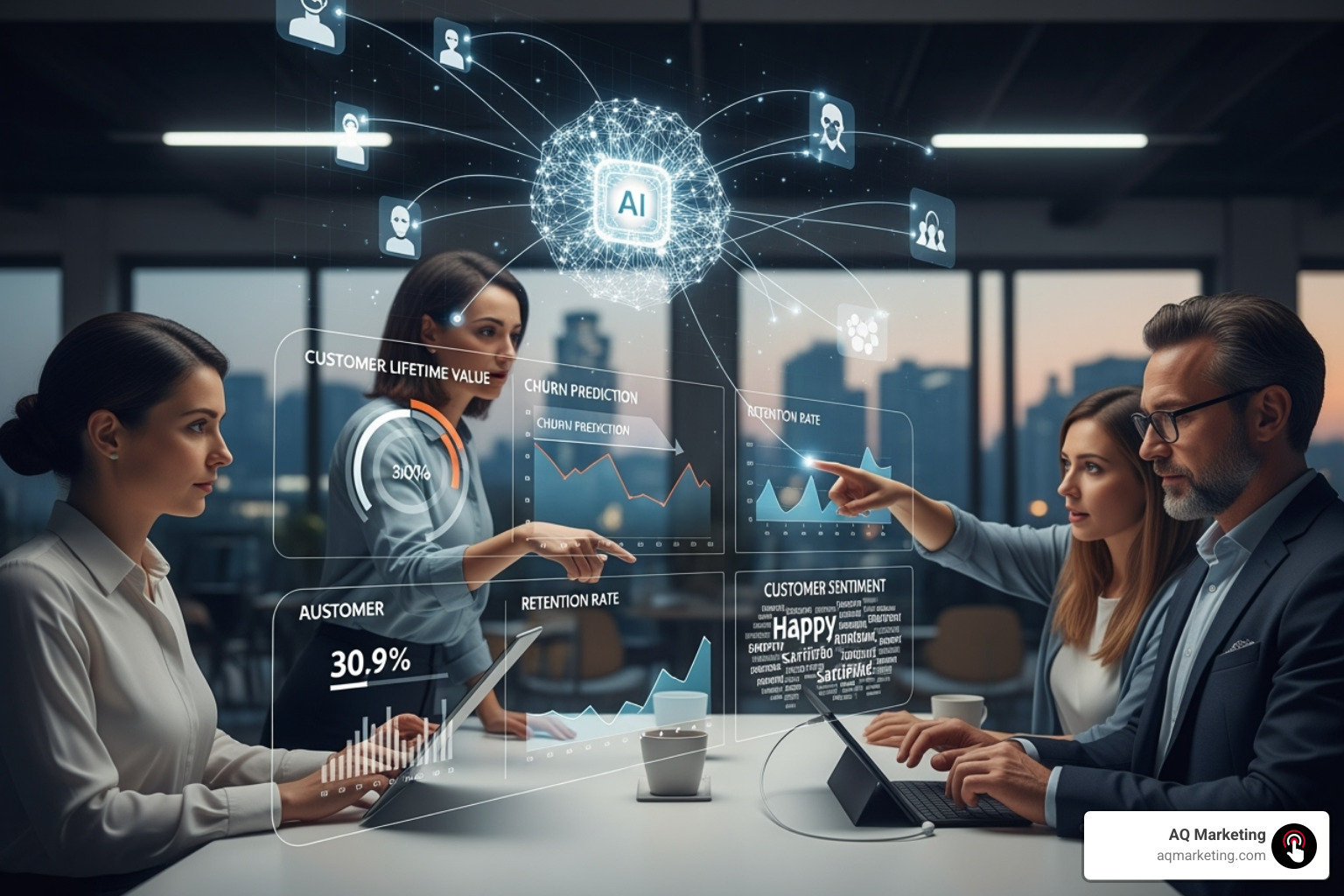 AI-driven customer insights dashboard showing personalized recommendations and churn risk scores for a business in New England - AI for customer retention AI-driven customer insights dashboard showing personalized recommendations and churn risk scores for a business in New England - AI for customer retention