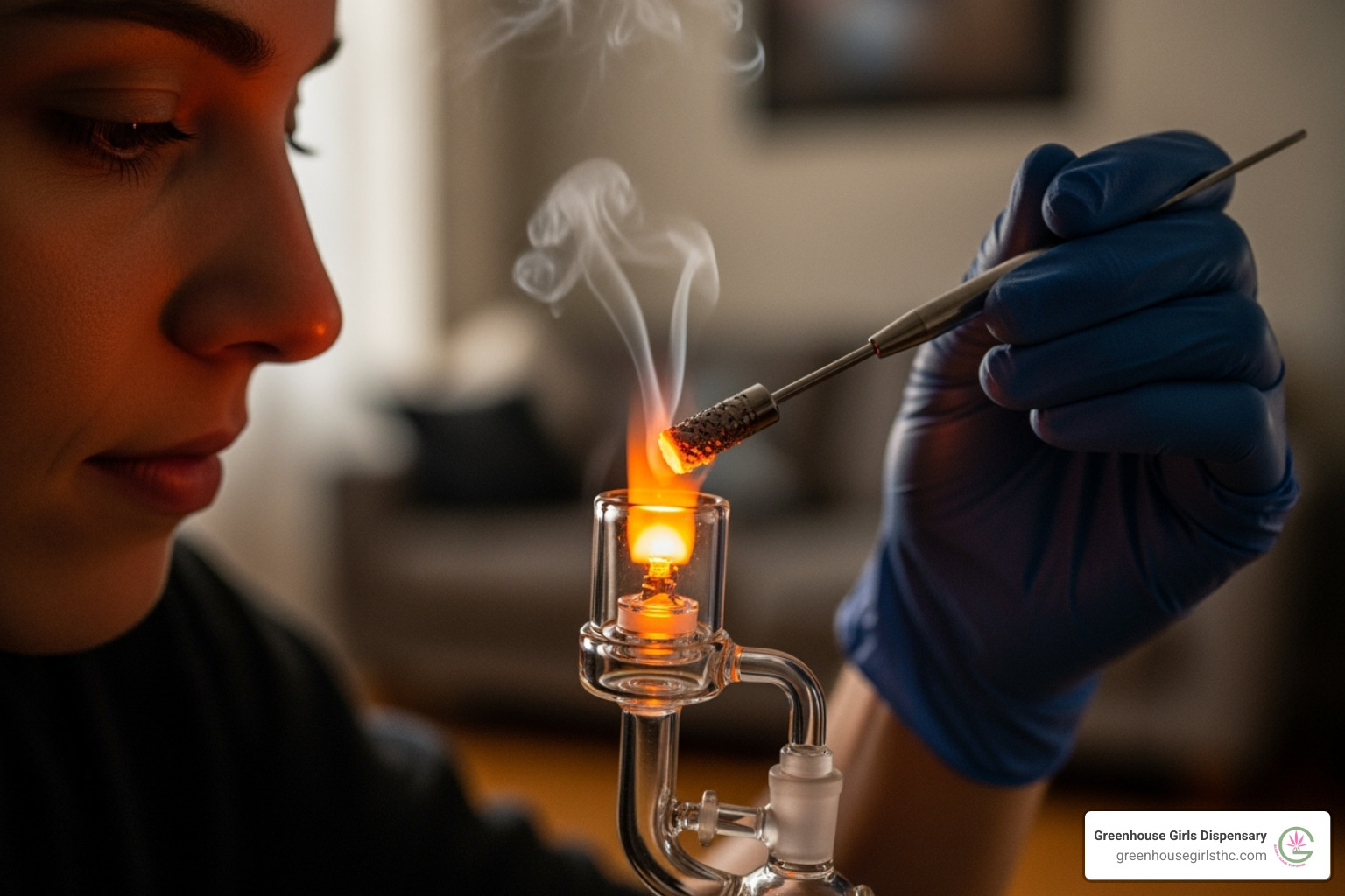 person using a dab rig - thca dabs