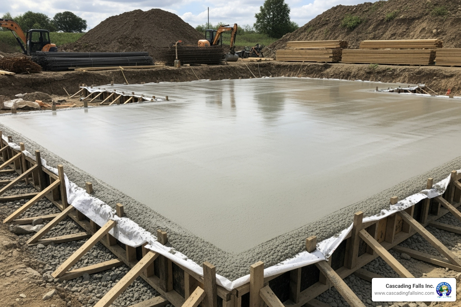 freshly poured concrete slab foundation - what do prefab metal building cost to construct