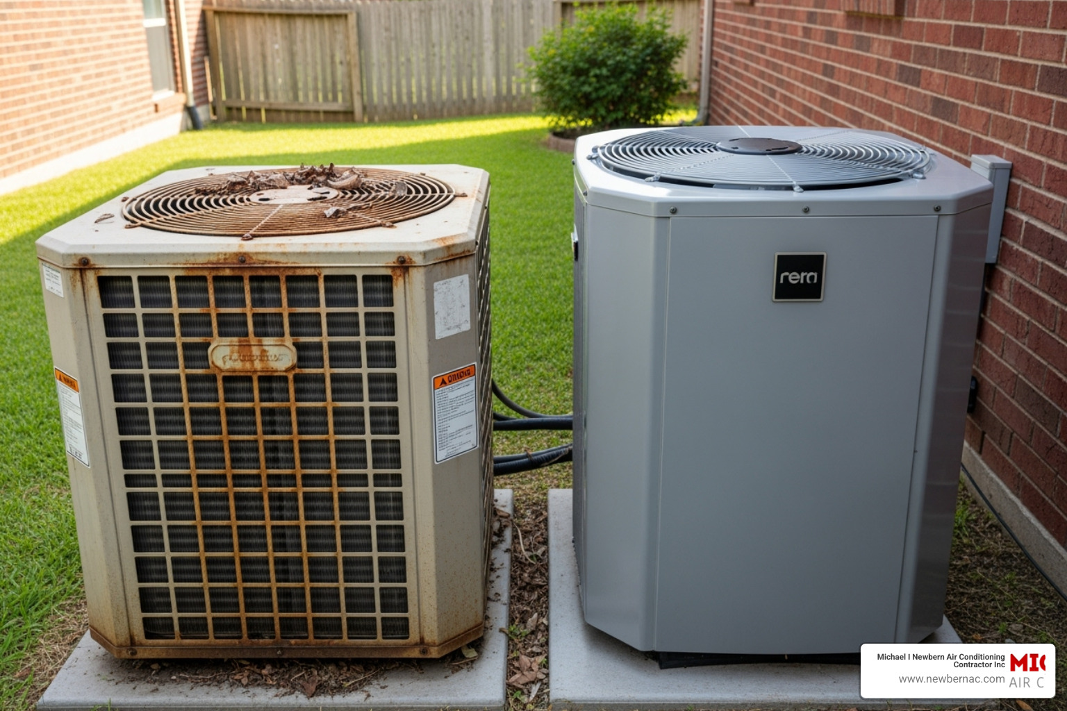 old and new AC units - air conditioning repair lakeland
