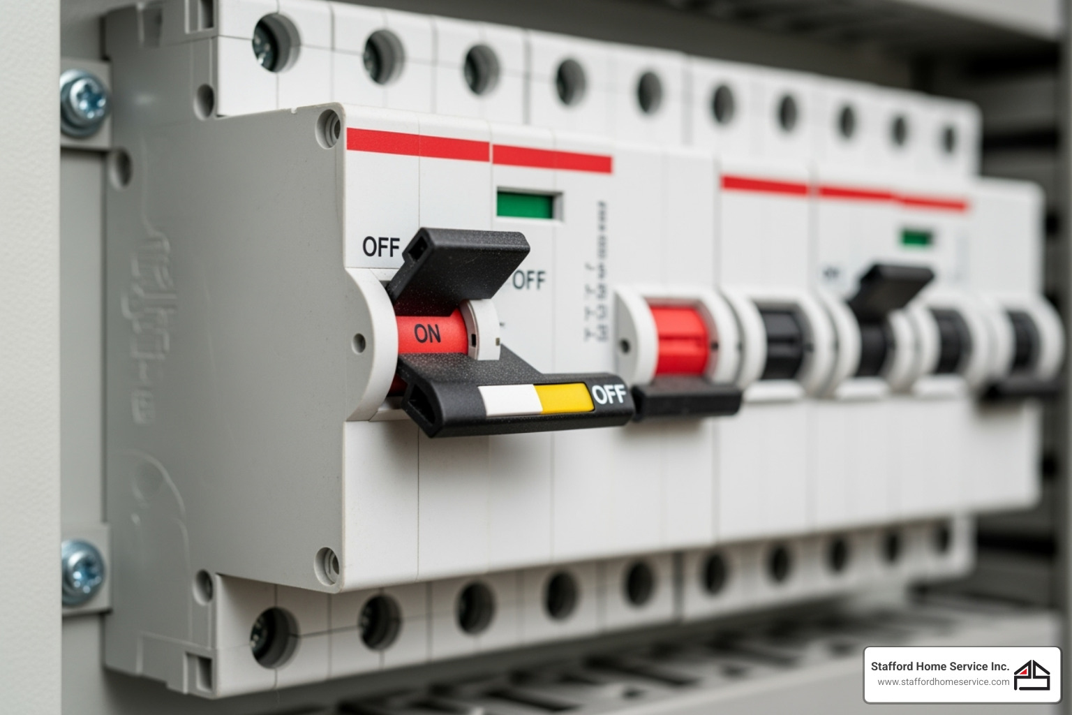 tripped breaker handle - circuit breaker tripping