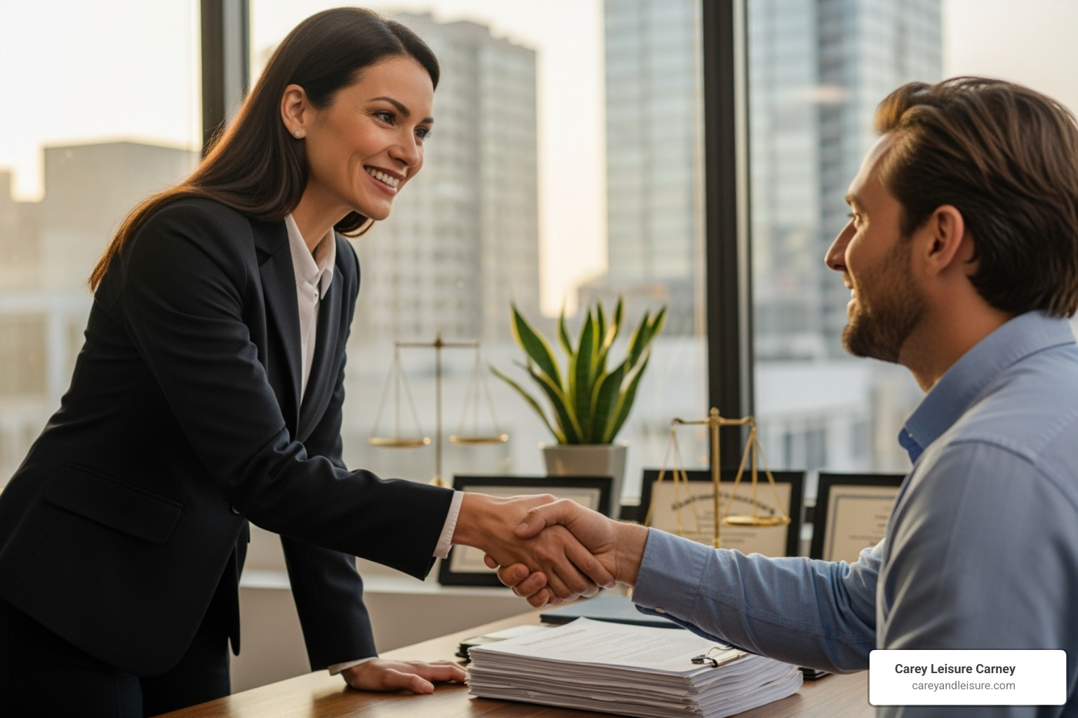confident and empathetic lawyer shaking a client's hand - best slip and fall attorneys near me confident and empathetic lawyer shaking a client's hand - best slip and fall attorneys near me