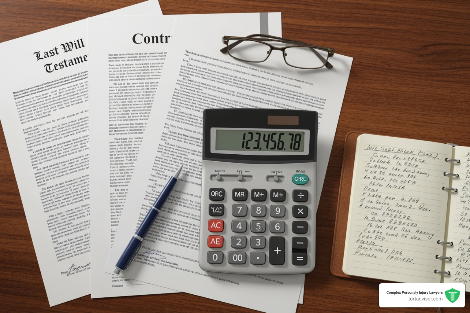 Calculator and legal documents, symbolizing financial calculations and legal processes in a lawsuit - Depo Provera lawsuit updates