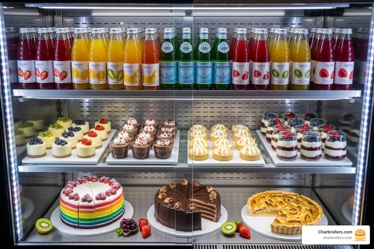 well-lit display fridge showcasing colorful drinks and desserts - display counter fridge well-lit display fridge showcasing colorful drinks and desserts - display counter fridge