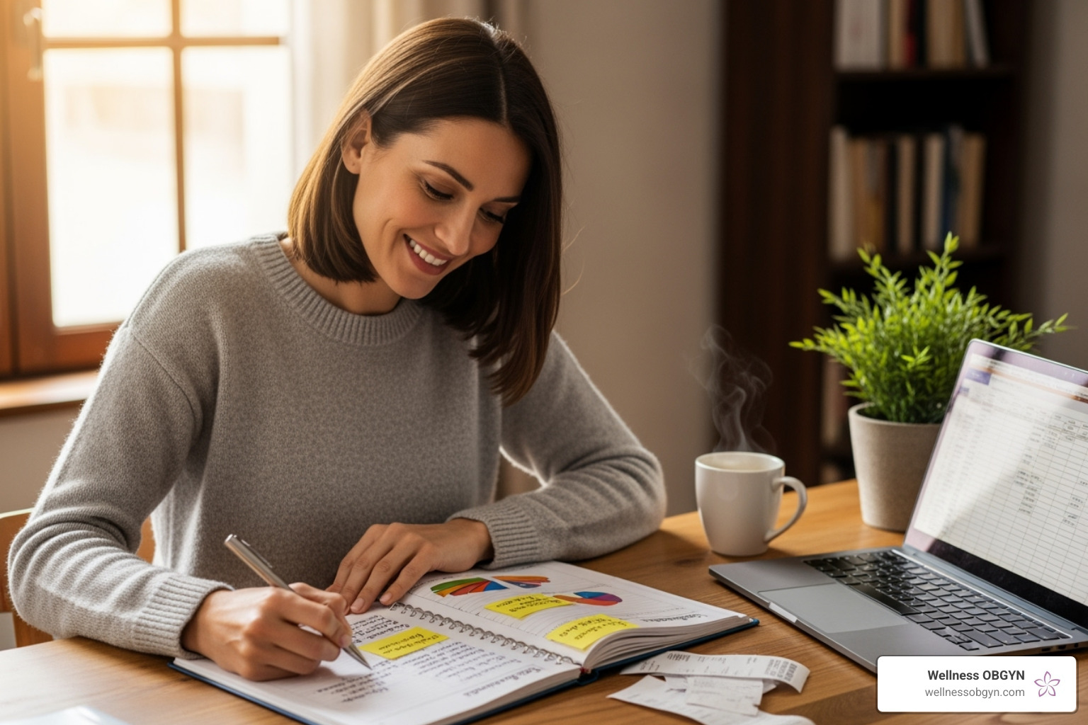 Woman happily looking at her budget planner - juvederm price