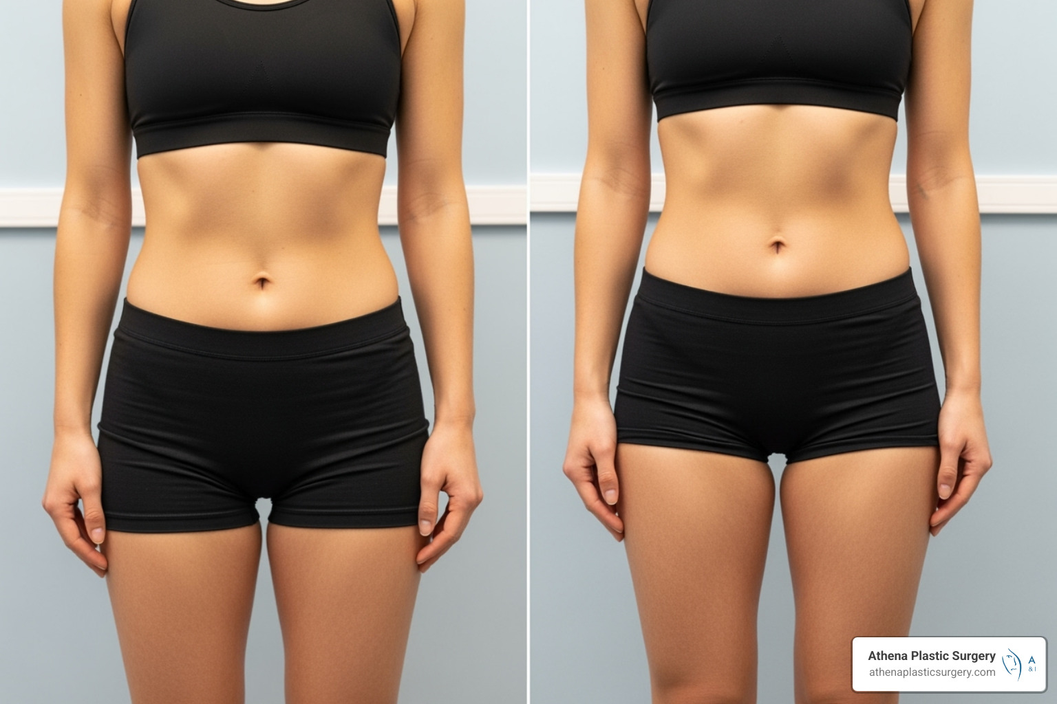 image of before-and-after results for the abdomen or thighs - light body contouring image of before-and-after results for the abdomen or thighs - light body contouring