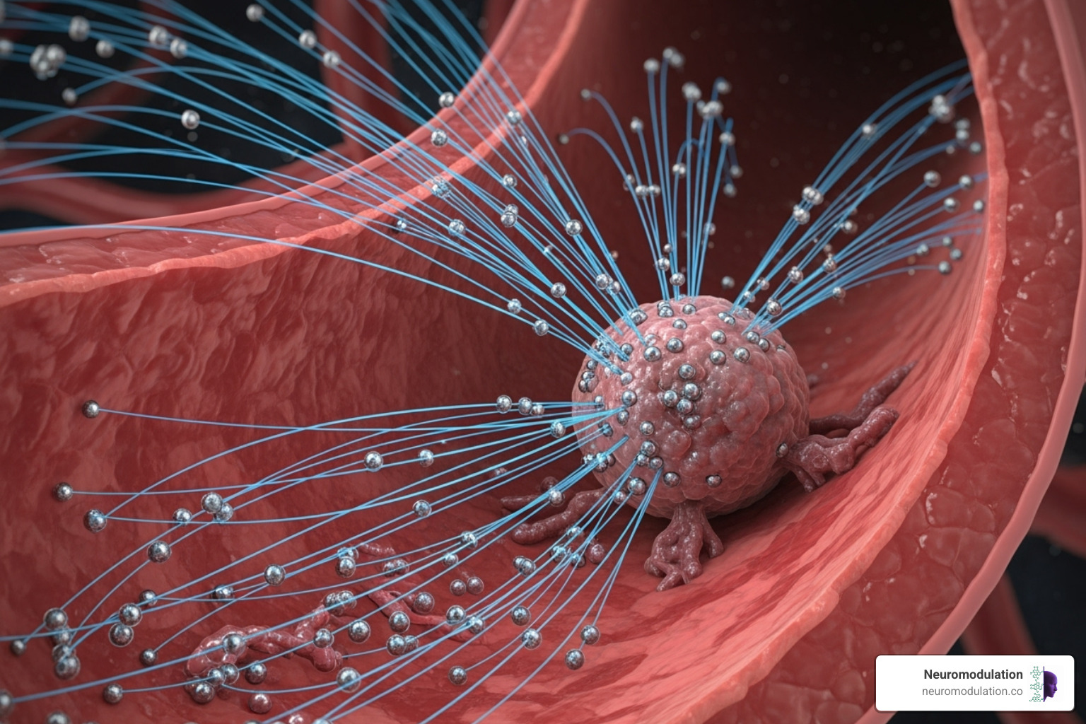 magnetic fields guiding nanoparticles to a tumor - Precision drug delivery