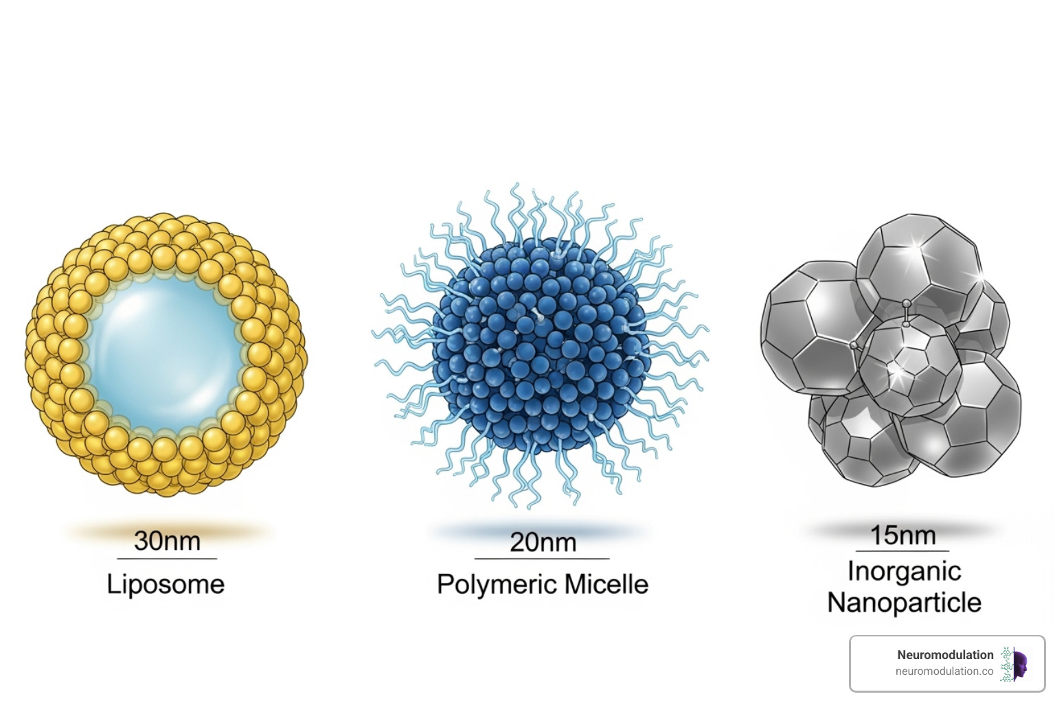 Diagram illustrating various nanocarrier types used in drug delivery, including liposomes (spherical lipid bilayers), polymeric micelles (self-assembled polymer structures), and inorganic nanoparticles (e.g., gold nanoparticles, silica nanoparticles) - targeted drug delivery cancer Diagram illustrating various nanocarrier types used in drug delivery, including liposomes (spherical lipid bilayers), polymeric micelles (self-assembled polymer structures), and inorganic nanoparticles (e.g., gold nanoparticles, silica nanoparticles) - targeted drug delivery cancer