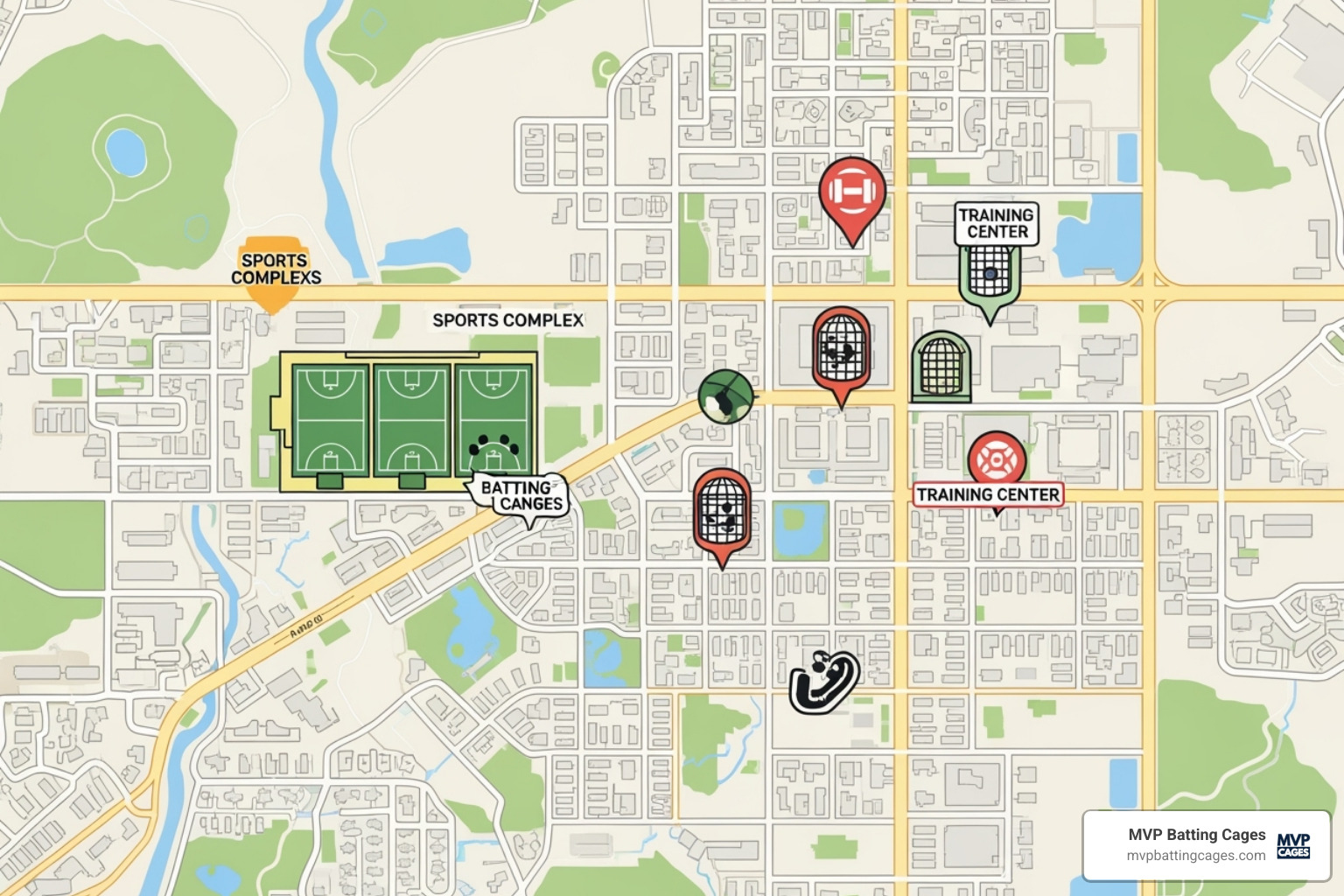 map showing sports facilities in the Chandler, AZ area - winter softball clinics near me