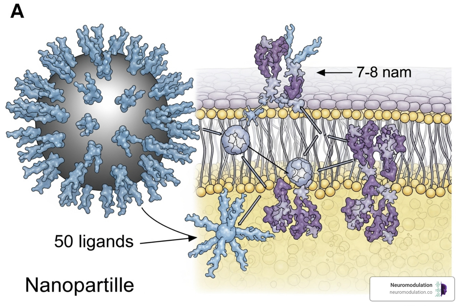 nanoparticle with ligands binding to receptors on a target cell - targeted drug delivery system