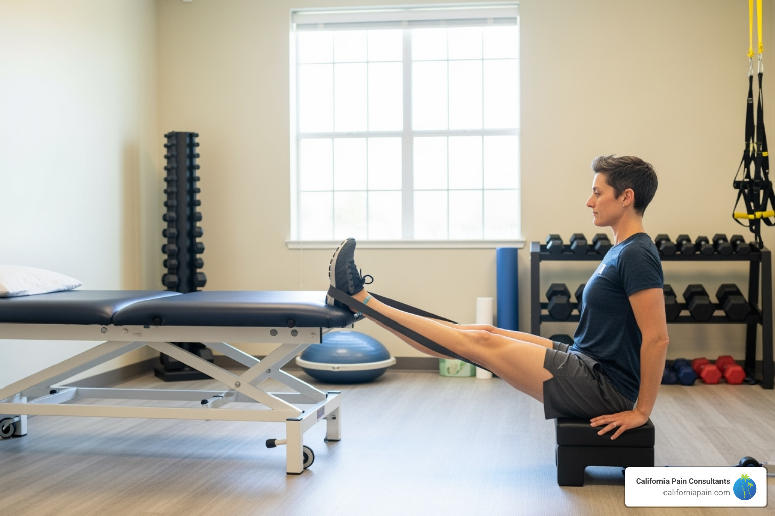 Person doing a physical therapy exercise for the knee - non-surgical knee pain