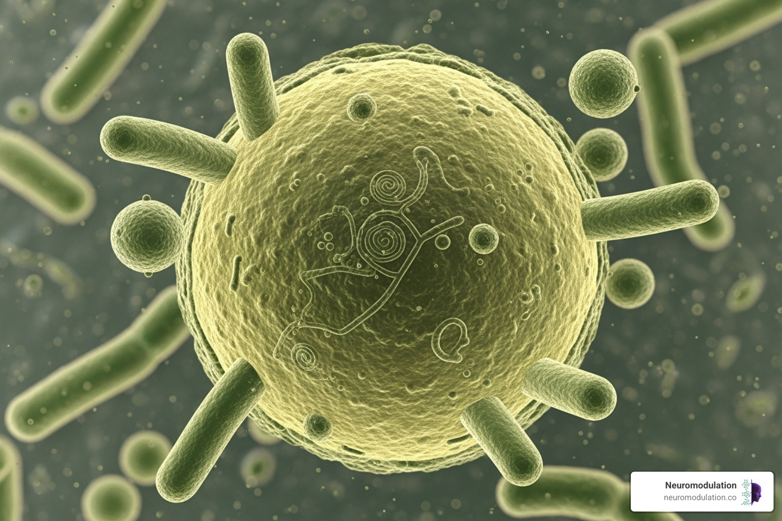 Image of a polysaccharide-coated drug being degraded by colonic bacteria - colon targeted drug delivery system