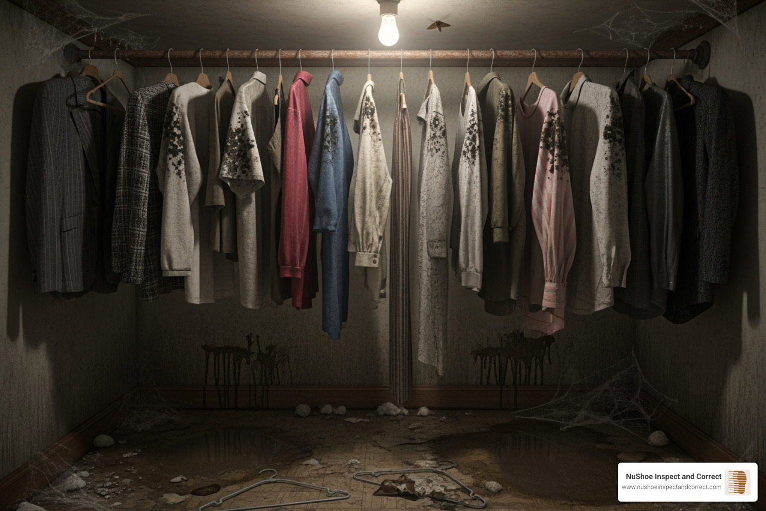 A damp, poorly ventilated closet - fabric mold removal