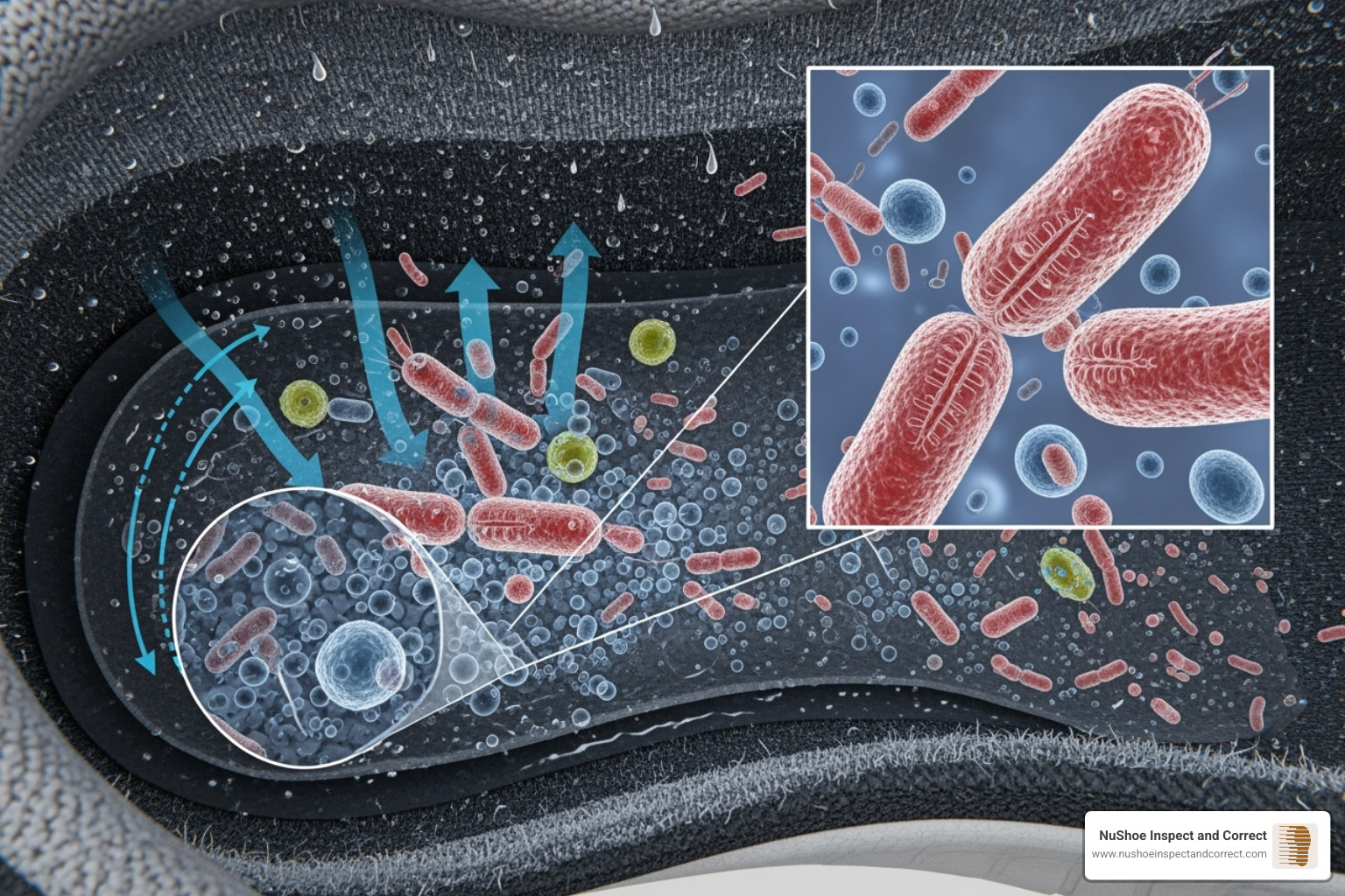 diagram showing how bacteria thrives in a moist shoe - shoe odor solutions diagram showing how bacteria thrives in a moist shoe - shoe odor solutions