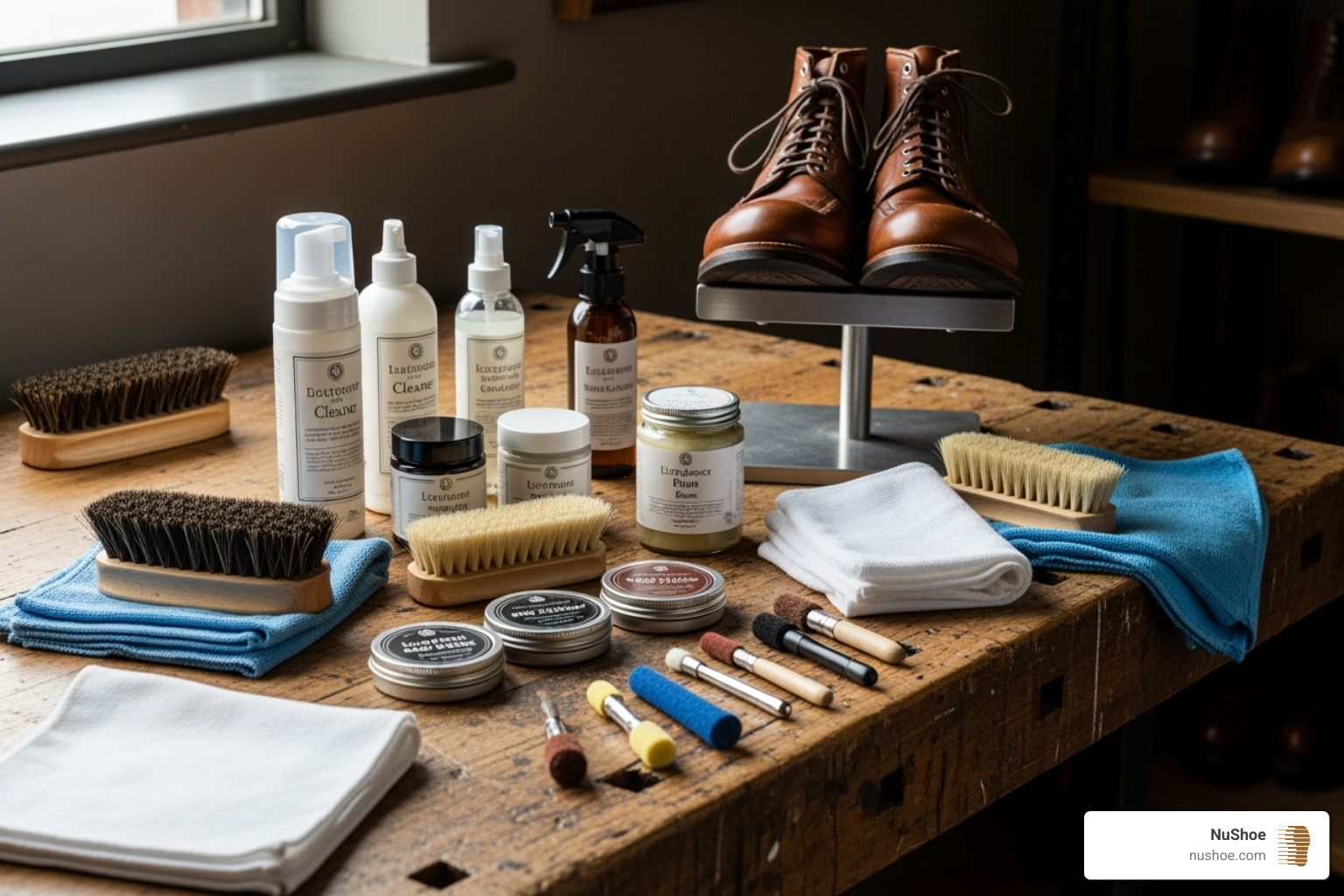 Professional cleaning tools - leather boot cleaning service Professional cleaning tools - leather boot cleaning service