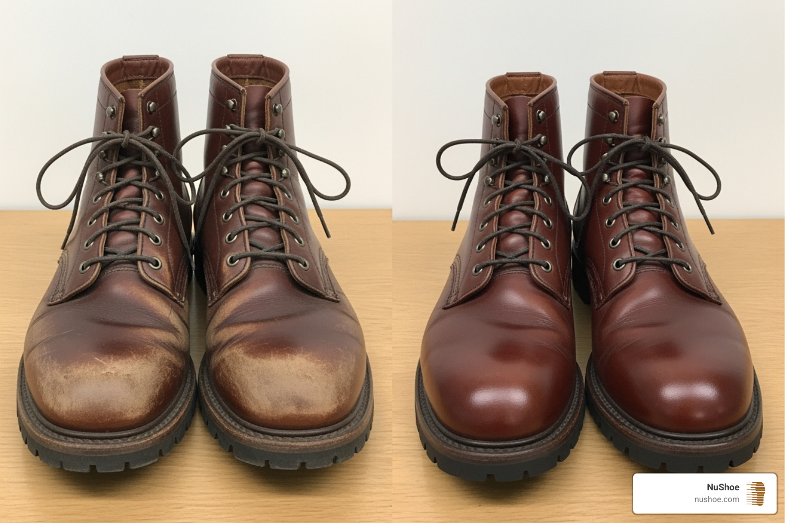 Worn boots before and after repair - where is the closest shoe repair shop to me Worn boots before and after repair - where is the closest shoe repair shop to me