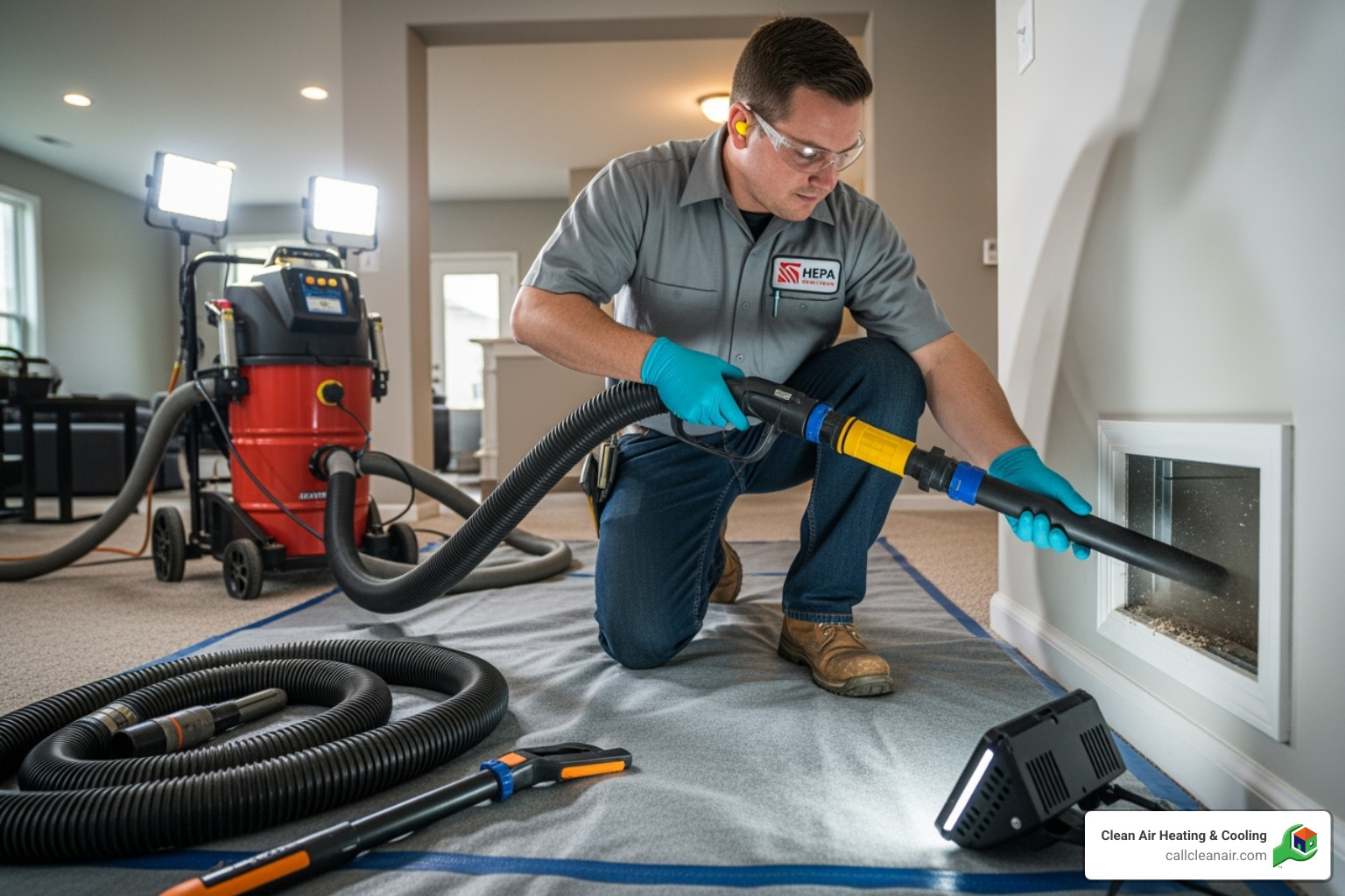 professional technician using specialized duct cleaning equipment - what is air duct cleaning