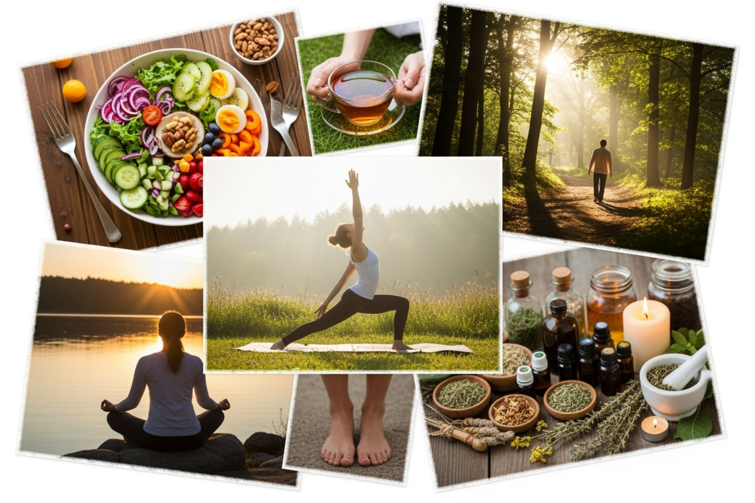 collage of holistic wellness practices - holistic health