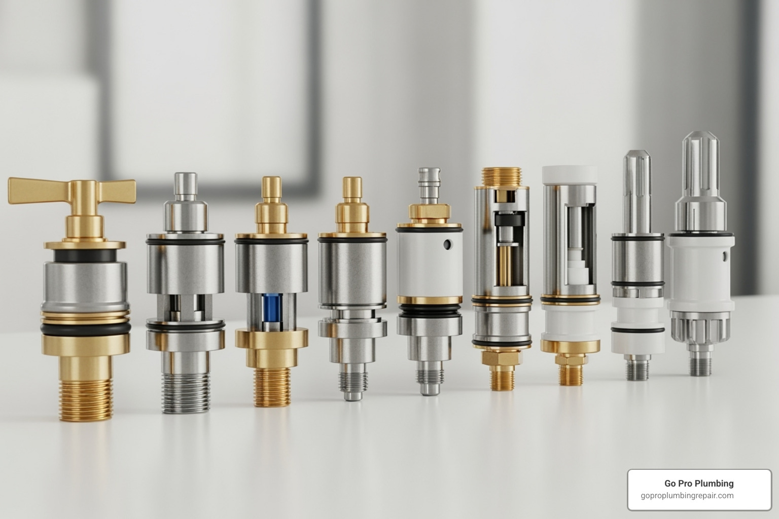 different types of shower cartridges side-by-side - Shower cartridge replacement
