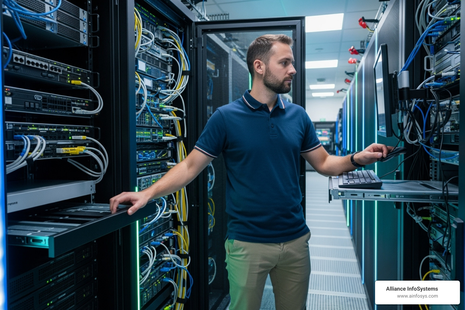 System administrator confidently managing a server rack - linux server backup best practices