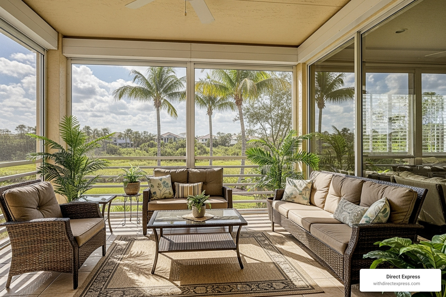enclosed lanai furnished for year-round use - Florida home improvements
