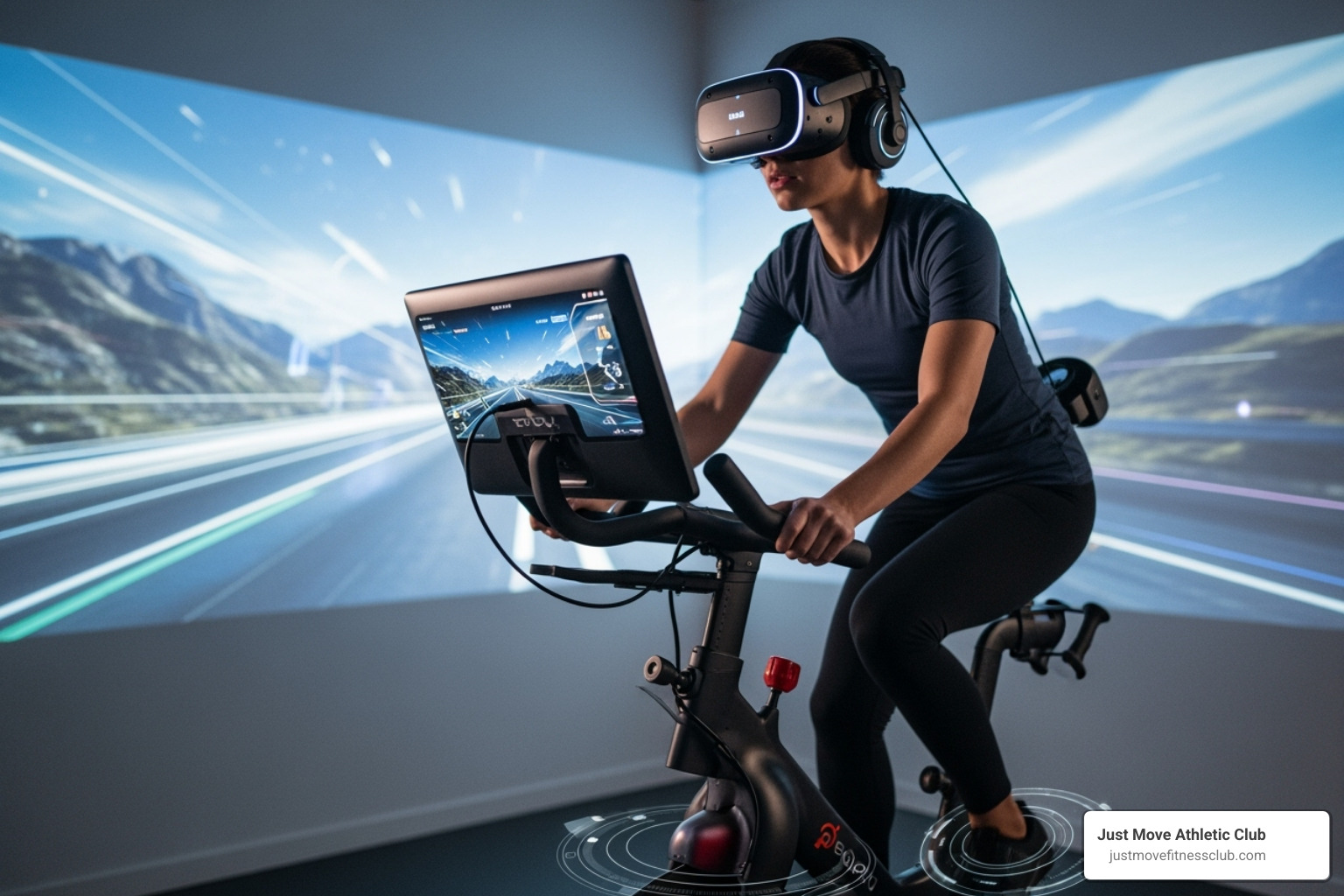 smart bike and VR headset - immersive cycling experience