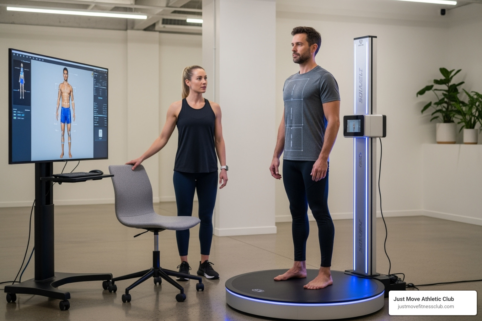 a trainer using a body scanner with a client - Expert personal training a trainer using a body scanner with a client - Expert personal training