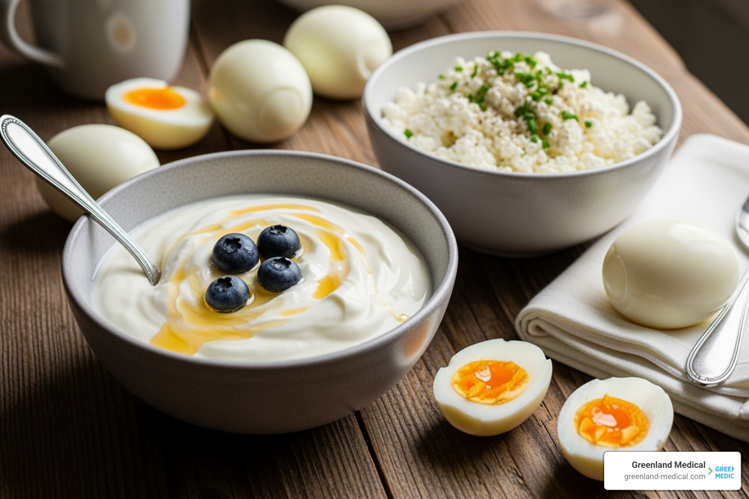 Greek yogurt cottage cheese and boiled eggs - best protein per calorie Greek yogurt cottage cheese and boiled eggs - best protein per calorie
