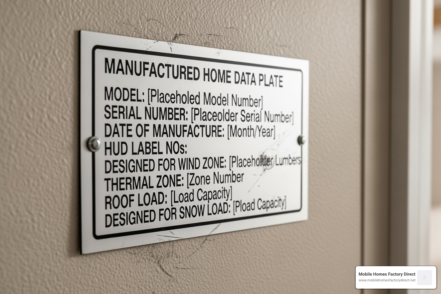 HUD data plate on a manufactured home - Mobile homes with financing