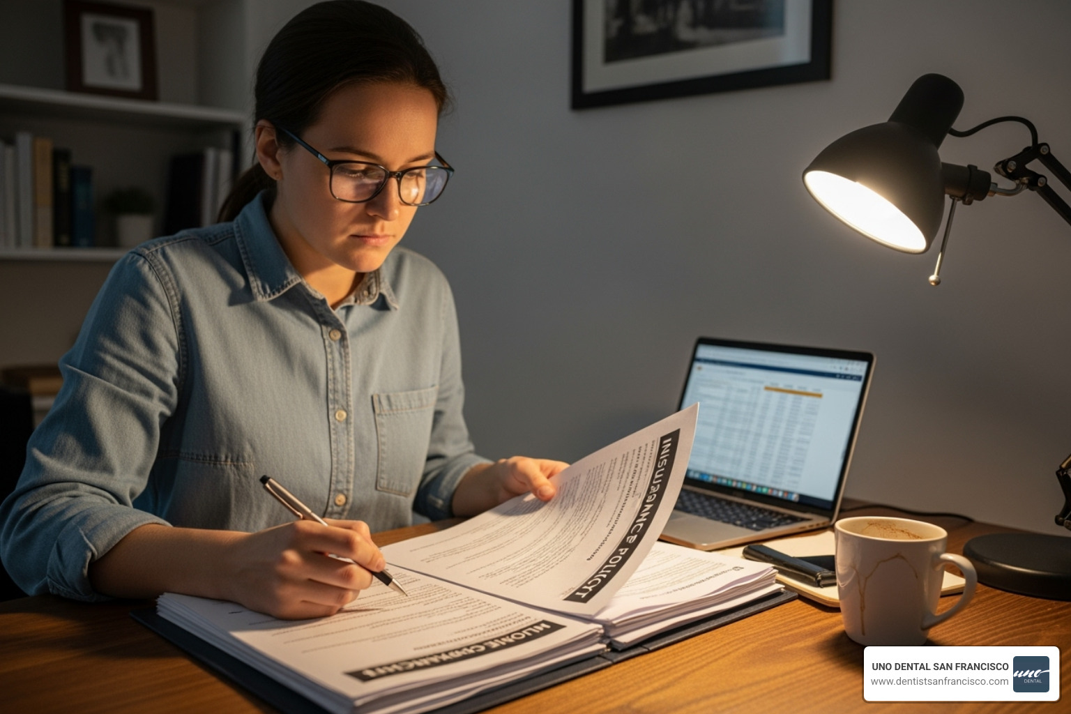 person reviewing dental insurance policy document - dental plans that cover veneers person reviewing dental insurance policy document - dental plans that cover veneers