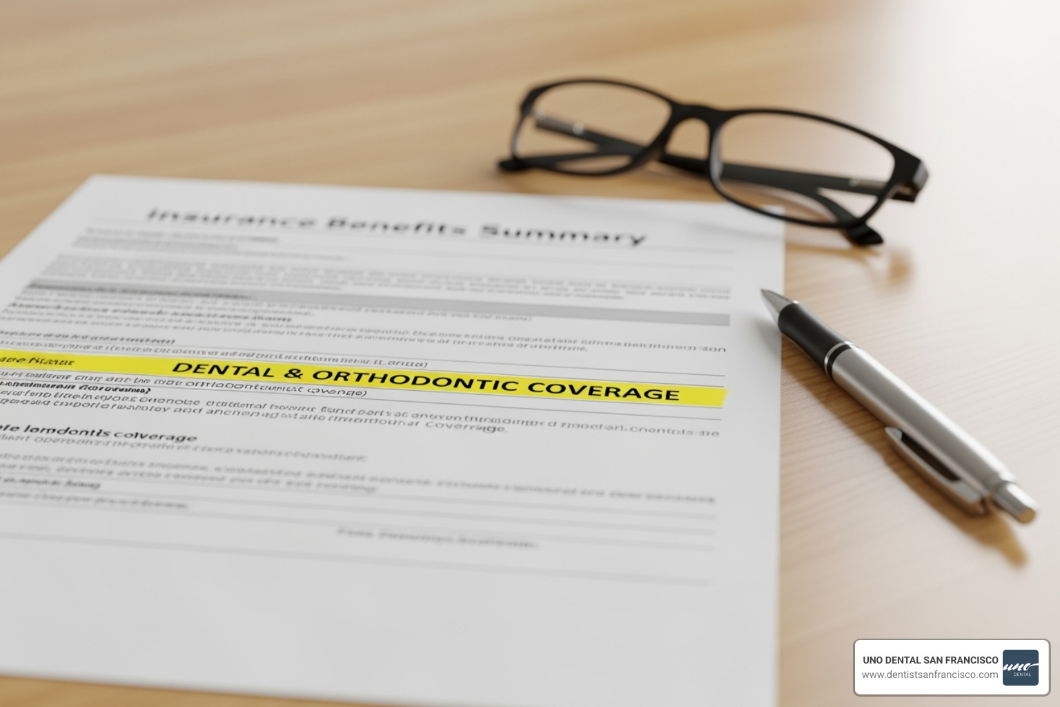 an insurance benefits summary highlighting orthodontic coverage - dental plan for braces