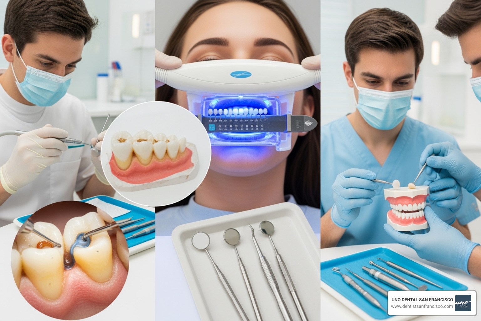 Dental chart highlighting different types of procedures - cosmetic dental insurance