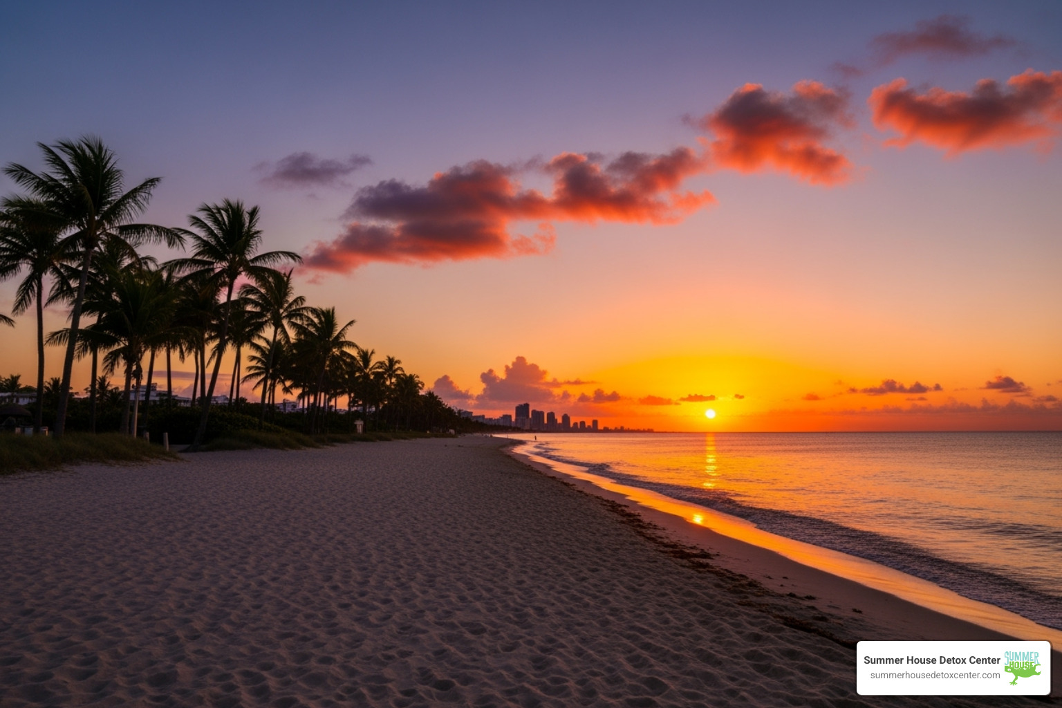 sunrise over a Miami beach - detox for heroin