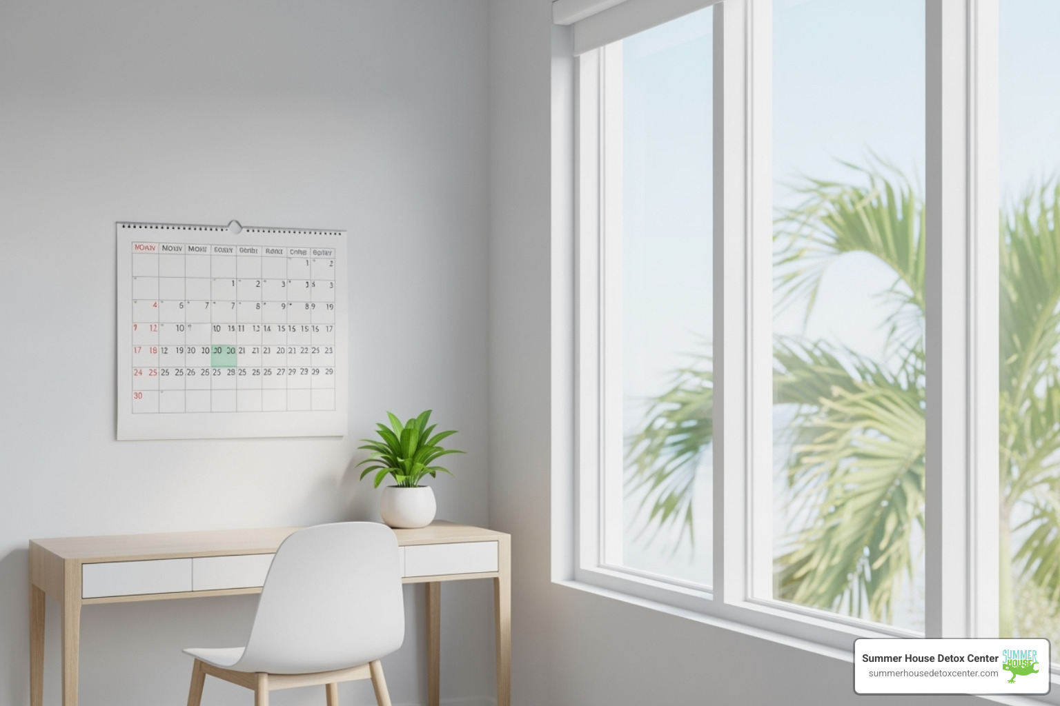 calendar highlighting the first 7 days of detox in a Florida facility - detox for heroin
