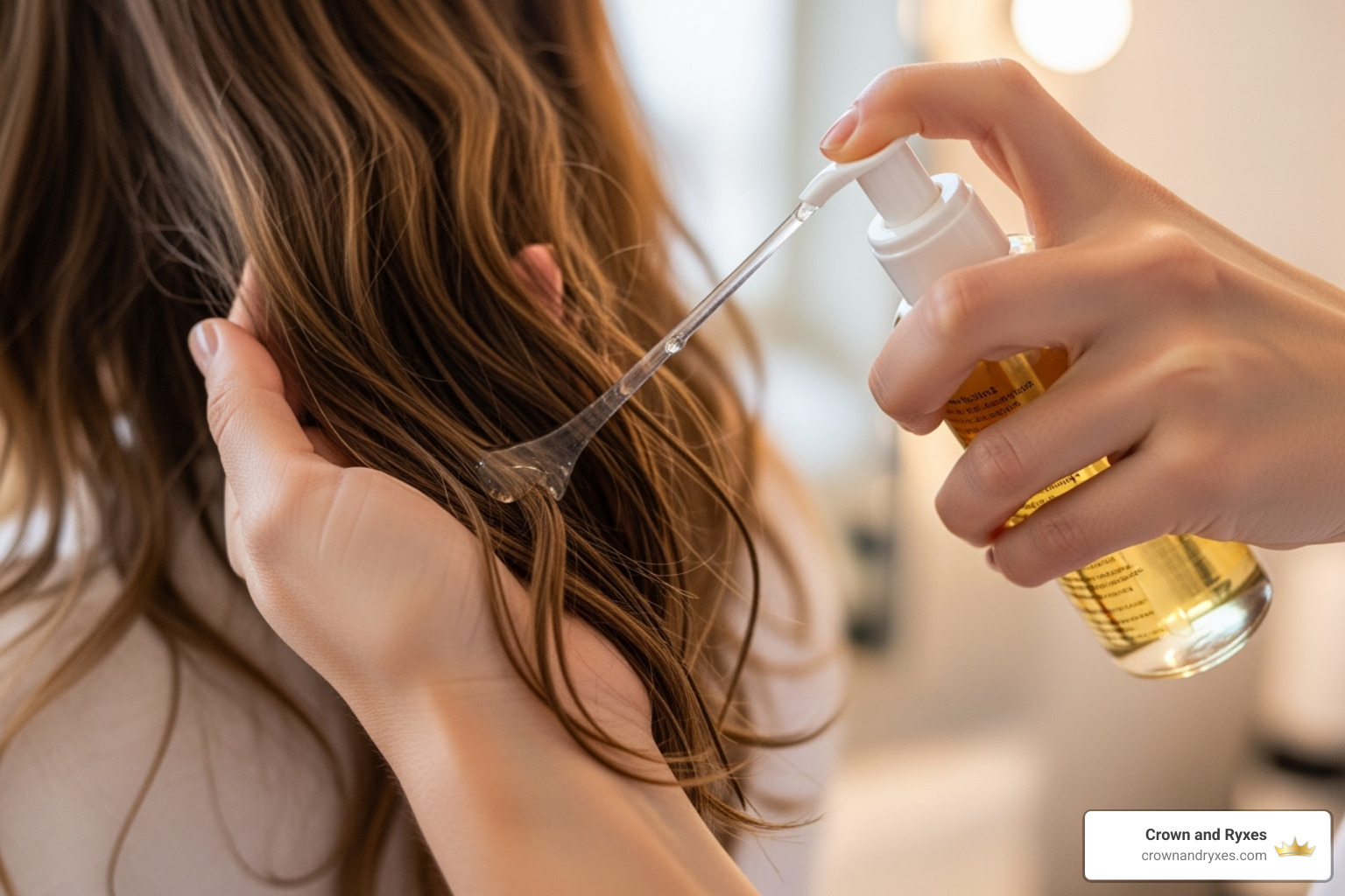 person applying a hair serum - vitamin b5 hair loss