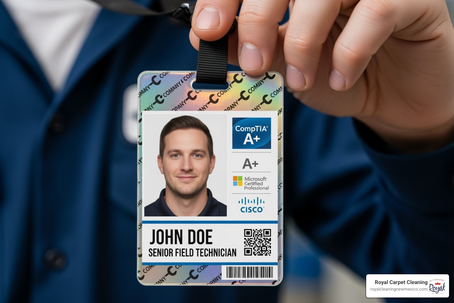 Image of a technician's ID badge showing certifications for air duct cleaning - Air duct cleaning Albuquerque