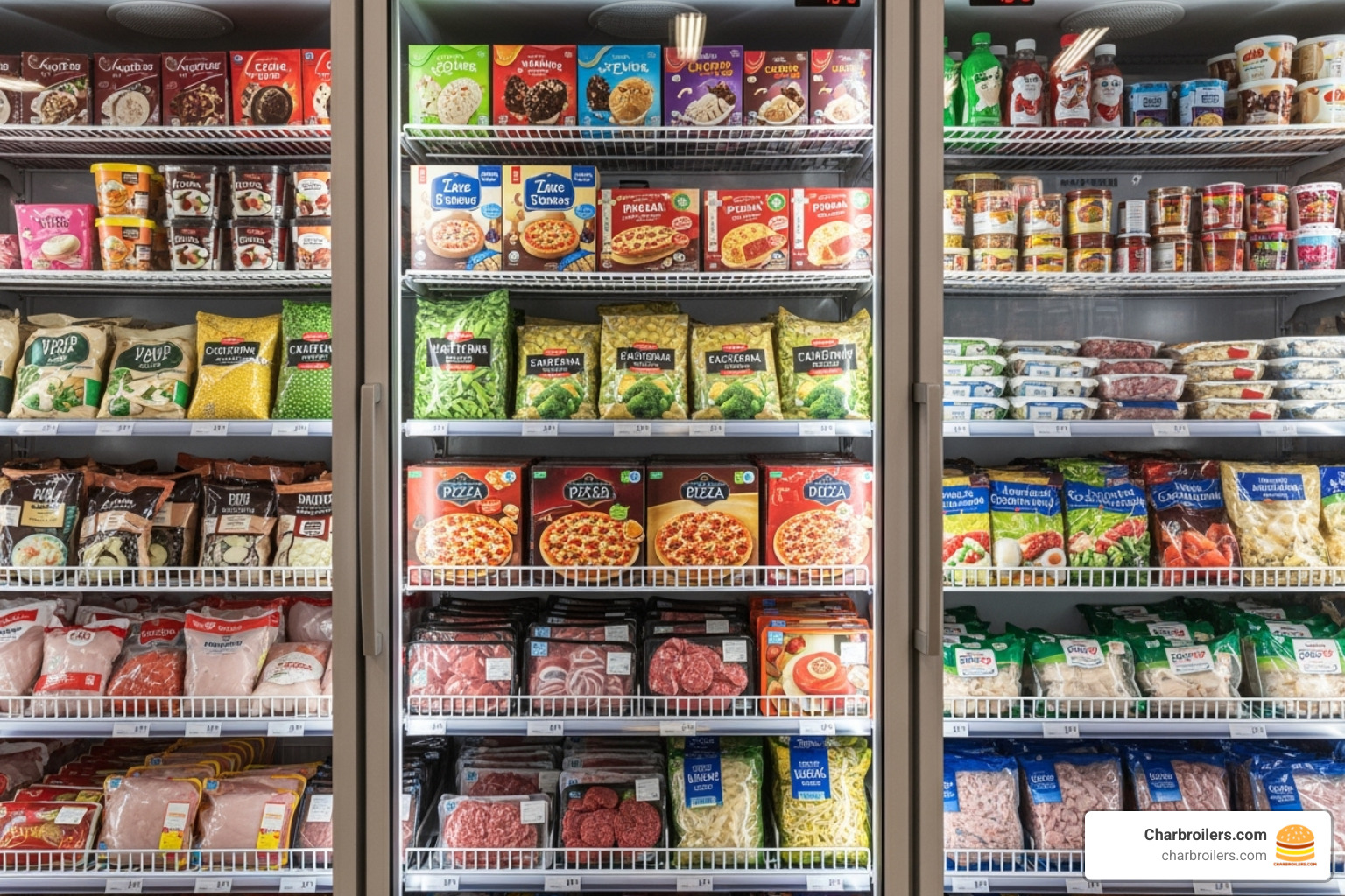 Frigidaire upright commercial freezer with a glass door, stocked with products - frigidaire commercial fridge freezer Frigidaire upright commercial freezer with a glass door, stocked with products - frigidaire commercial fridge freezer