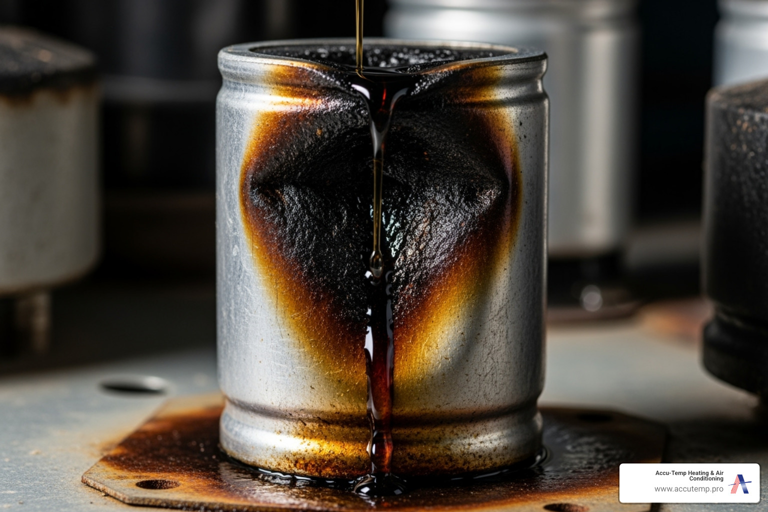 Image of a bulging and leaking AC capacitor - AC fan not working