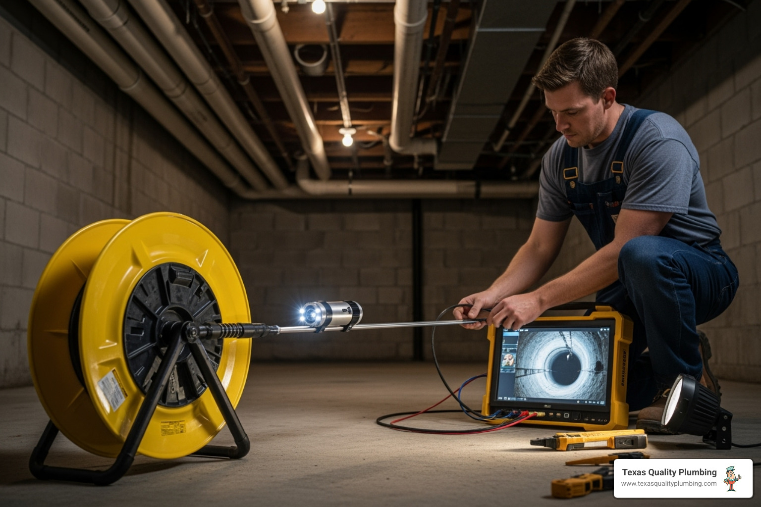 plumber's sewer camera equipment setup - sewer camera inspection Cypress