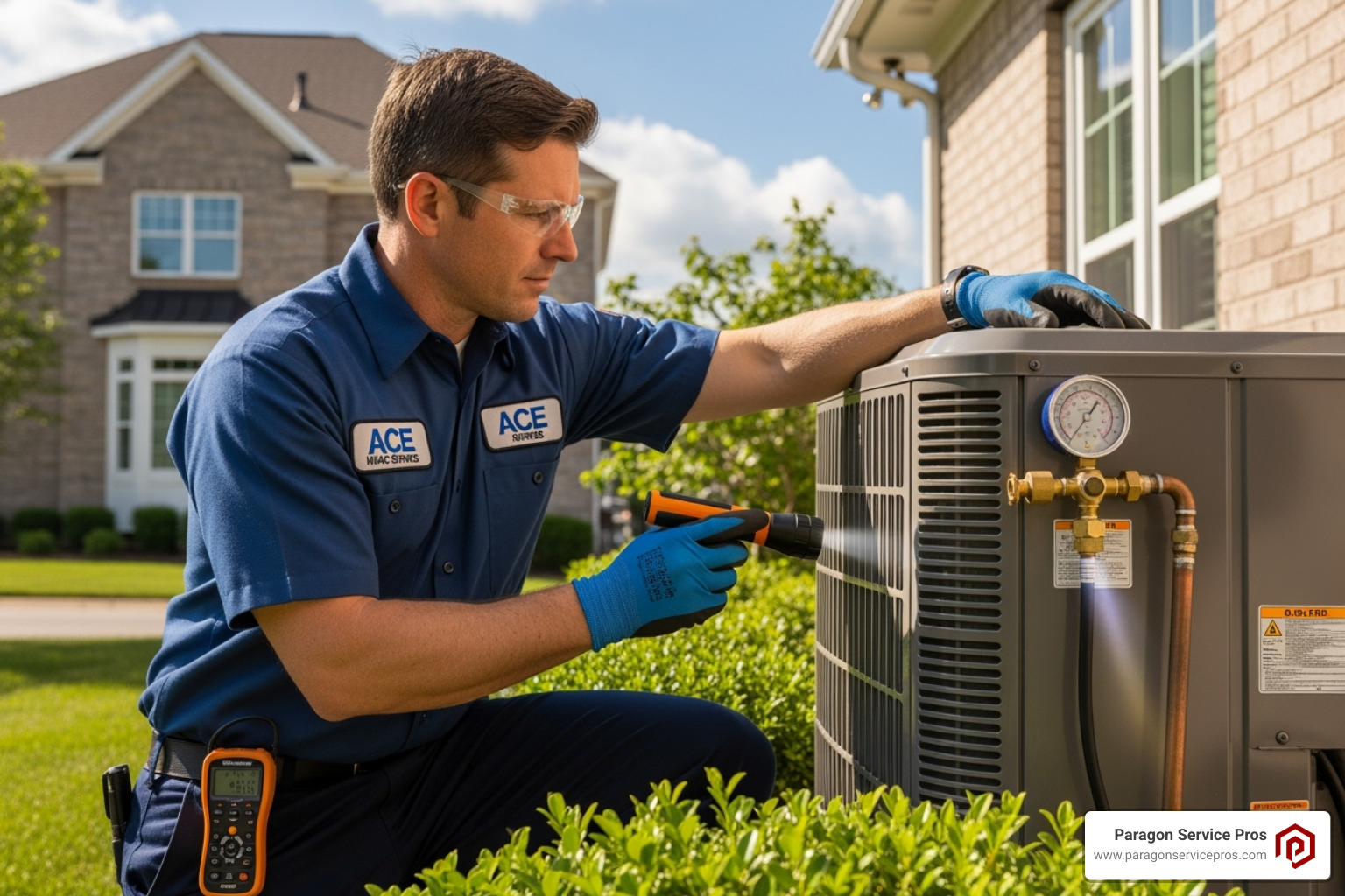 A technician inspecting an outdoor AC unit, symbolizing proactive care and professional service - AC service plans A technician inspecting an outdoor AC unit, symbolizing proactive care and professional service - AC service plans