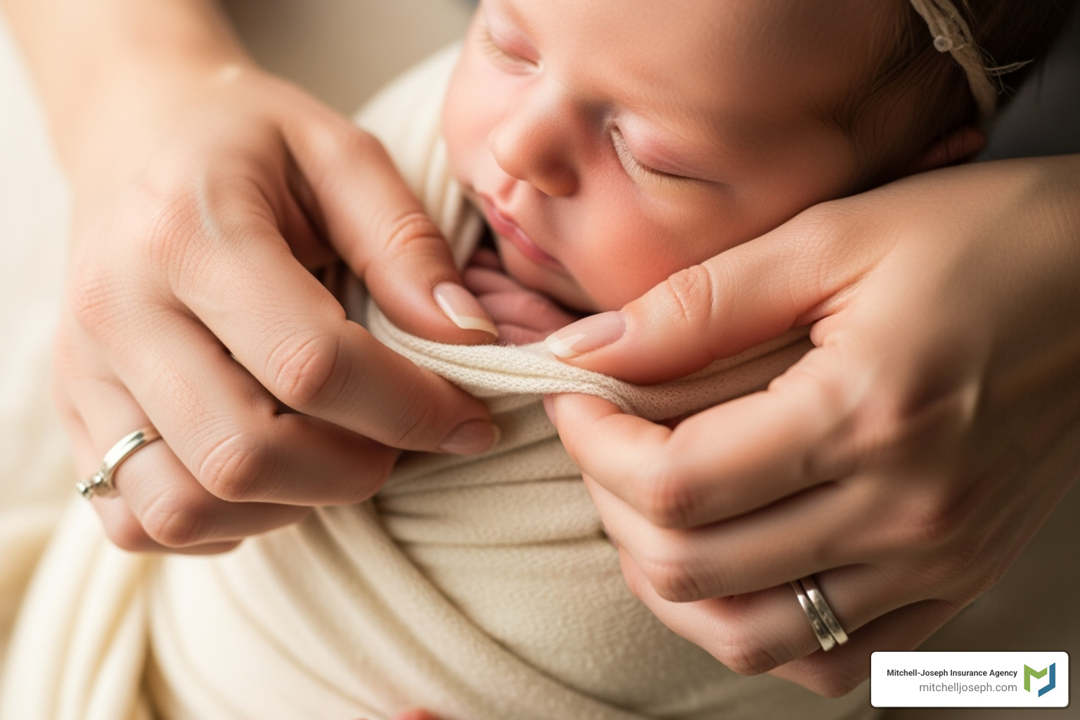 photographer's hands adjusting newborn's wrap during photoshoot - newborn photography insurance photographer's hands adjusting newborn's wrap during photoshoot - newborn photography insurance