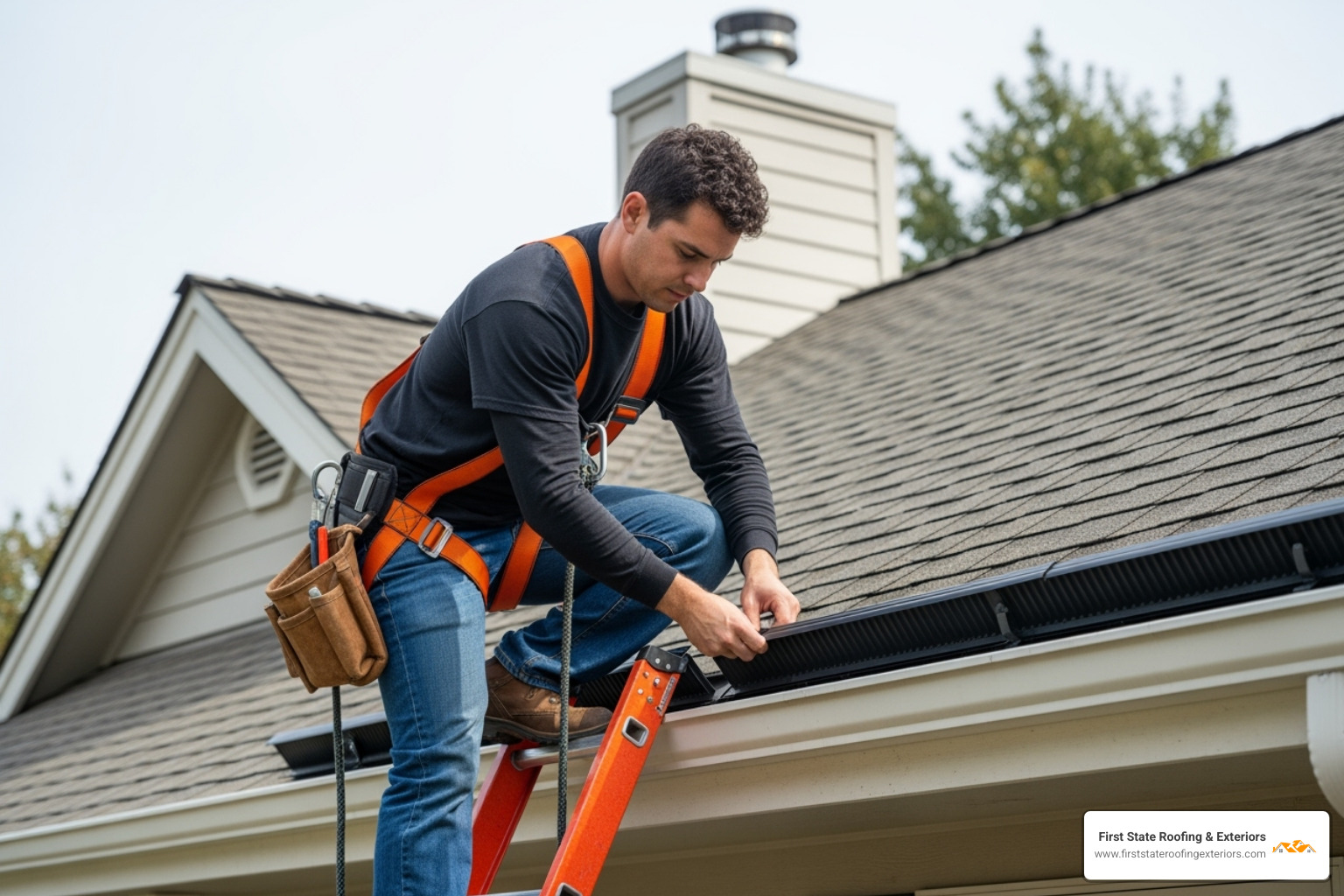 a person installing a leaf guard on a gutter - gutter and downpipe repairs