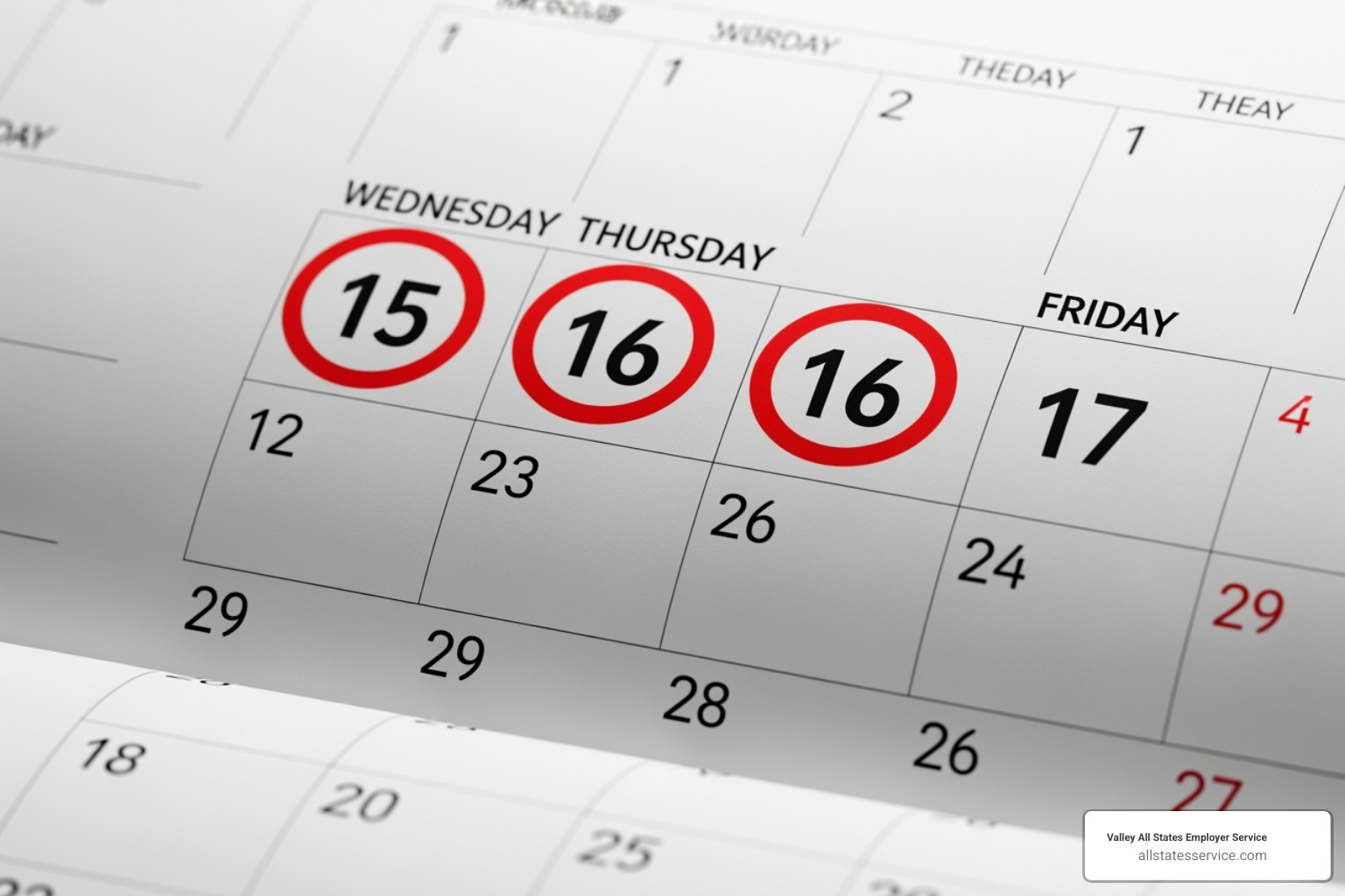 Image of a calendar highlighting the 3-day rule for Section 2 completion - I-9 form processing