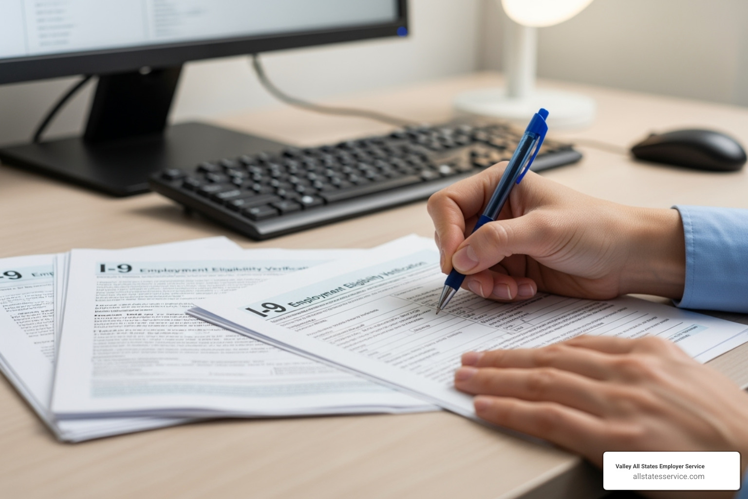 Image of the Form I-9 document with Sections 1 and 2 highlighted - I-9 form processing