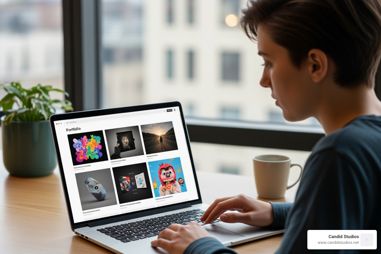 person browsing videographer portfolios on a laptop - hire professional videographer person browsing videographer portfolios on a laptop - hire professional videographer