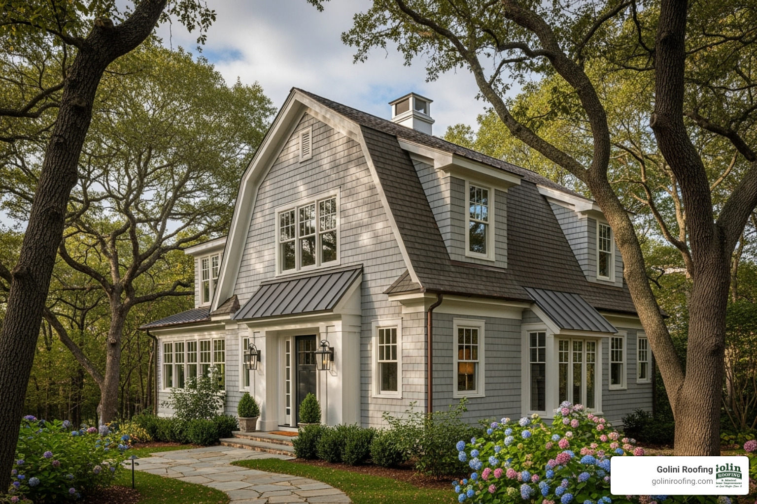 A charming New England style home featuring a modern metal accent roof over a dormer, blending traditional aesthetics with contemporary durability - residential metal roofing options A charming New England style home featuring a modern metal accent roof over a dormer, blending traditional aesthetics with contemporary durability - residential metal roofing options