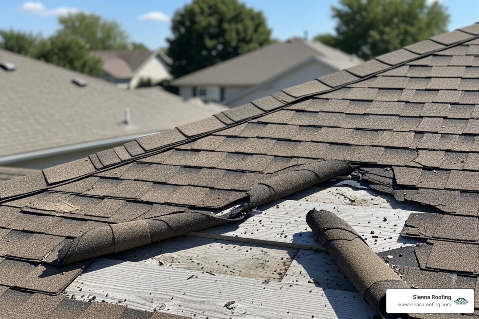 curling and missing asphalt shingles on a roof - fix roof leak sugar land tx